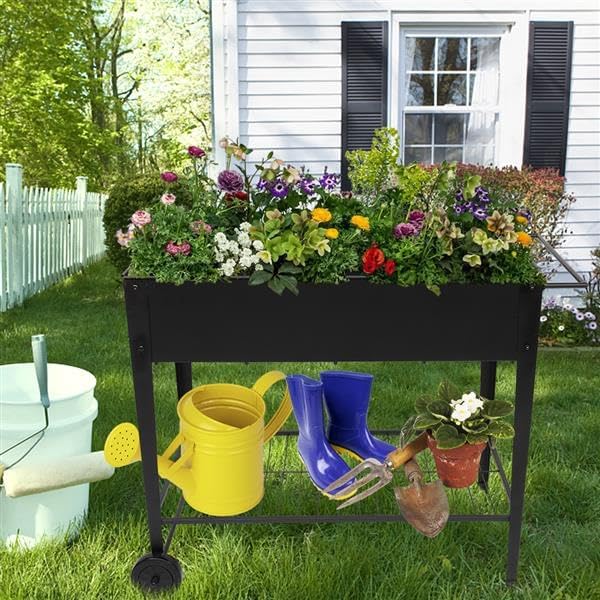 Mobile Raised Garden Bed with Legs, Raised Planter Box On Wheels, Elevated Garden Planter Box Outdoor Raised Planter Box with Legs for Vegetables Flower Tomato Patio Backyard - Image 3