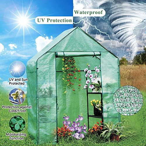 56x30x76 Portable Walk-in Greenhouse for Outdoors, Plant House with Shelves - Image 3