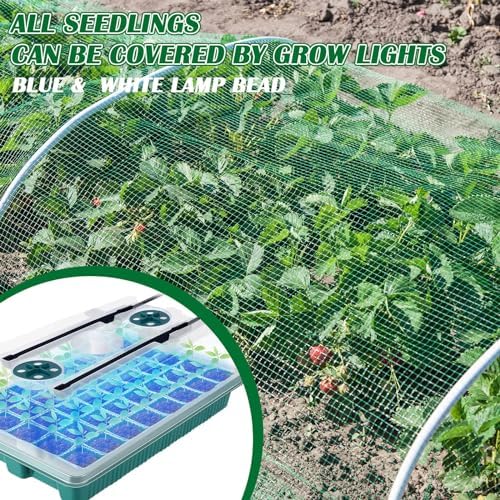 FillTouch 2 Packs 80 Cells Seed Starter Trays Kit with 4 Grow Light Seed Starter Kit Seedling Starter Trays with Humidity Dome and 80 Pcs Peat Pellet for Garden Seeds Propagation Seedlings - Image 6