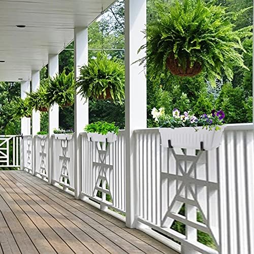 GREANER Plastic Flower Boxes Rectangle, 6 Pack Large Long Planter 16.9x7.48Inch Modern Thicken Vegetable Plant Pot with Tray for Garden, Kitchen, Houses, Offices, Balcony, Outdoor Indoor Use - White - Image 6