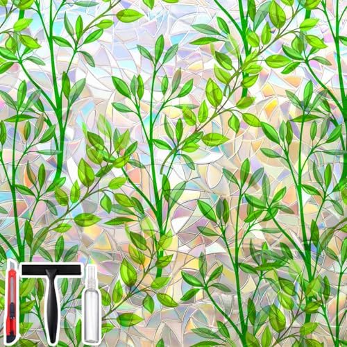 Leafy Rainbow Window Privacy Film, Stained Glass Cling, 47.2" * 78.7 " by Unknown