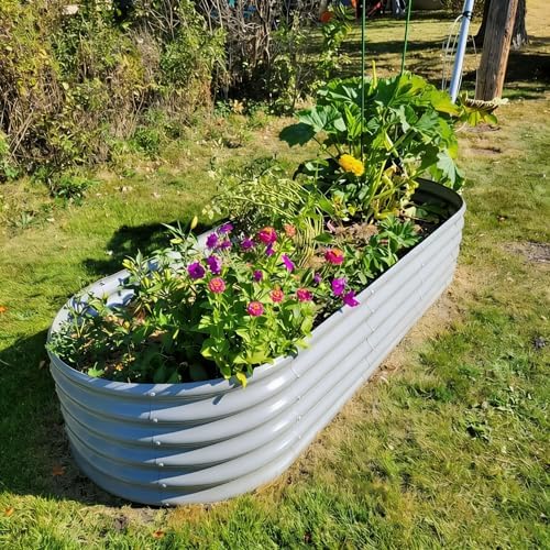 Galvanized Raised Garden Bed, 8x3x1.5ft Oval Metal Planter Box - Image 2