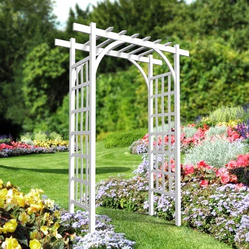 VINGLI Garden Arbor, PVC Wedding Arch for Ceremony Party, Garden Trellis for Climbing Plants Outdoor, Arch Backdrop Stand for Garden, Backyard, Lawn, Wedding by VINGLI