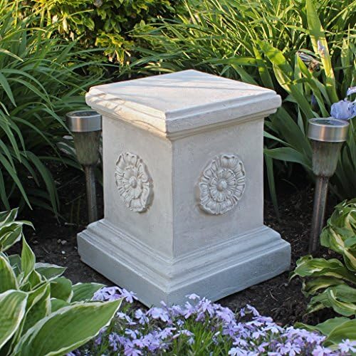 Design Toscano English Rosette Indoor/Outdoor Sculptural Garden Plinth Base Statue Riser, Large 12.5 Inch Tall, Cast Stone Resin, Antique Stone Finish - Image 2