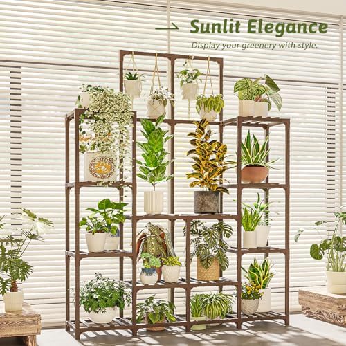 GENTINGBRO Plant Stand Indoor Outdoor 63" Tall Plant Shelf for Plants 12-Tier Large Plant Sheves for Living Room Heavy Duty Plant Rack Garden Balcony Patio Hanging Planter - Image 6