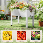 2 Pack Raised Garden Bed with Wheels, Resin Raised Planter Box Outdoor with Drainage System, Large Herb Garden Planter Set for Backyard Patio Balcony, Ashen (17.7" D x 30" W x 26.3" H Each) - Image 5