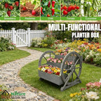 NestNature Wooden Wagon Planter Box|Raised Garden Bed W/Wheels for Plants - Image 3