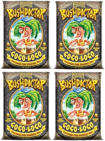 FoxFarm Bush Doctor Coco Loco Potting Mix, 2cu ft (Pack of 4) - Extends Your Watering Schedule, Triple-Washed to Reduce Salt Content - Perfect for Cultivating Vigorous Plants by FoxFarm