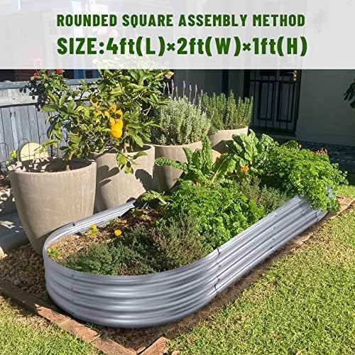 Land Guard 2Pcs Galvanized Raised Garden Bed Kit, Galvanized Planter Oval Large Metal Raised Garden Boxes Outdoor for Vegetables… - Image 5