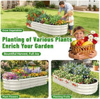 White Oval Raised Garden Bed / Galvanized Steel Planter Box,5 x 2 x 1FT - Image 7