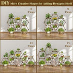 Tikea Hexagonal Indoor Outdoor Plant Stand, 7-Tier Wooden Plant Shelf - Image 6