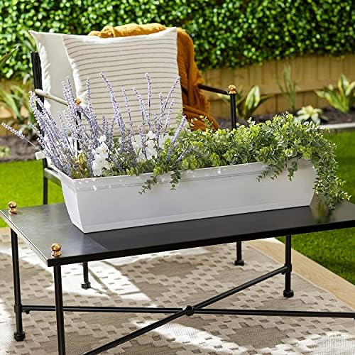 The HC Companies ECW30000A10 Indoor Outdoor 30 Inch Eclipse Series Window Flower Garden Ornamental Planter Box with Removable Attached Saucer, White - Image 2