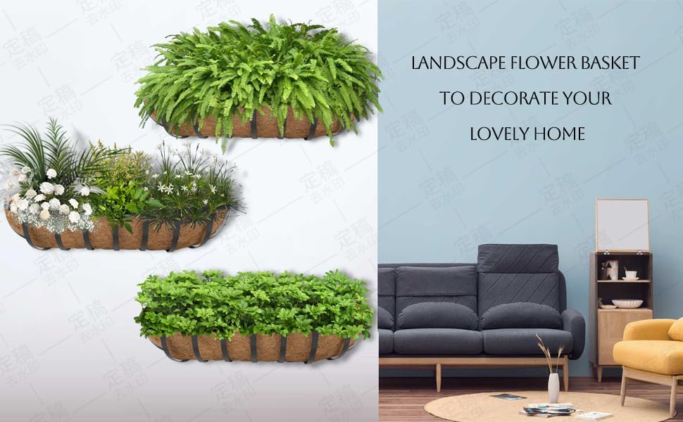30 Inch 4 Packs Window Boxes Planters Railing Planter Box with Adjustable Brackets for Porch Fence Patio Balcony Hanging Flower Baskets with Coco Liners for Outdoor Garden Décor (30 In/4 Packs) - Image 7