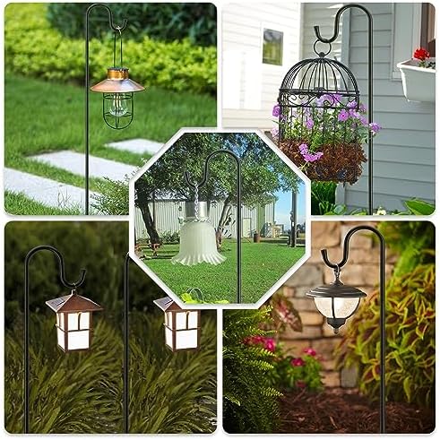 Shepherds Hooks for Outdoor with 7 Base Prongs, 72 Inches Heavy Duty Garden Bird Feeder Pole for Hanging Bird Feeder, Plant Baskets, Solar Light Lanterns, Outdoor Plant Hanger Hook,2 Packs - Image 7