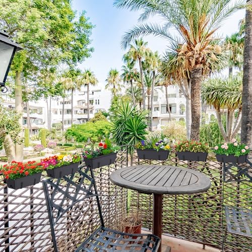 4 Pack 17 Inch Deck Railing Planter Boxes Adjustable Window Boxes Planters - Image 6