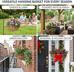 4 Pack 14 Inch Metal Hanging Planter Basket，Natural Round Coconut Hanging Plant Flower Pot，Coconut Coir Planter for Hanging Basket Flowers/Vegetables Home Garden Patio Decoration Flower - Image 7