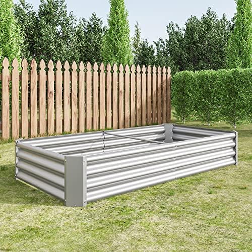 Metal Raised Garden Bed for Outdoor Vegetable & Flower Gardening: 7.6x3.7ft Large Galvanized Steel Planter Box, Easy Assembly Deep Root Garden Beds for Backyard, Patio (Silver with 6x3x1ft) - Image 6