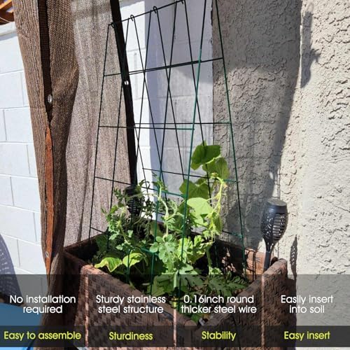 RIFNY Cucumber Trellis for Raised Bed, Garden Trellis 16.5 x 40 Inch, Black - Image 2