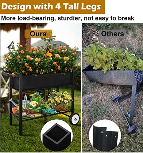 Koutemie Raised Garden Bed with Legs, Planter Box Outdoor with Wheels - Image 3