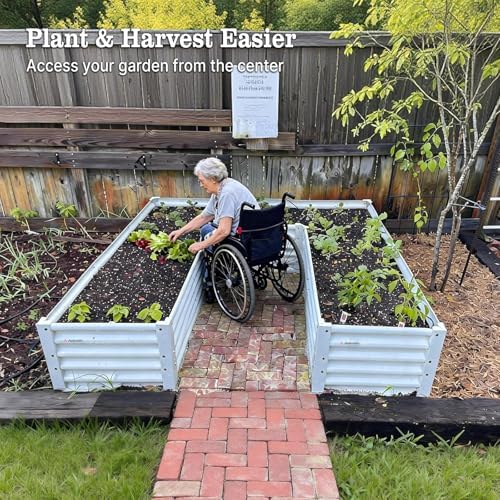Anleolife 3-Bed 74x74x18in U-Shaped Raised Garden Beds, Antique White - Image 4