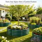 4FT Round Raised Garden Bed, Heavy Duty Galvanized Metal Planter Box for Vegetables, Flowers & Herbs, Rust-Resistant Outdoor Gardening Bed with Modern Green Finish & Easy DIY Assembly - Image 2