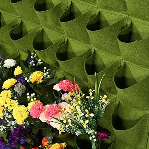 64 Pockets Wall Hanging Plant Bag, Vertical Outdoor Garden Plant Grow Bag Felt Plants Flower Pocket Wall Hanging Planter Plant Grow Container (Green) - Image 7