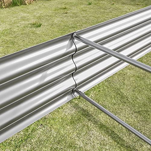 Outdoor Large Galvanized Metal Raided Garden Bed,Planter Box for Flowers Vegetables Fruit,Rectangular (Silver, 7.6x3.7x1 ft) - Image 5