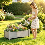 Raised Garden Bed with Wheels, Rolling Resin Planter Box, Ashen - Image 3