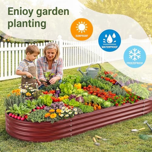 Land Guard 2 Pcs 6ft Metal Raised Garden Bed, 6 x 3 x 1 Galvanized Planter Raised Beds for Vegetables, Brown - Image 6