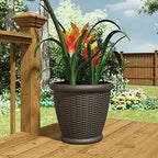 Suncast 2 Pack Wicker Planter w/Drillable Drain Holes, Decorative Indoor/Outdoor Pot, 18in, Java - Image 6