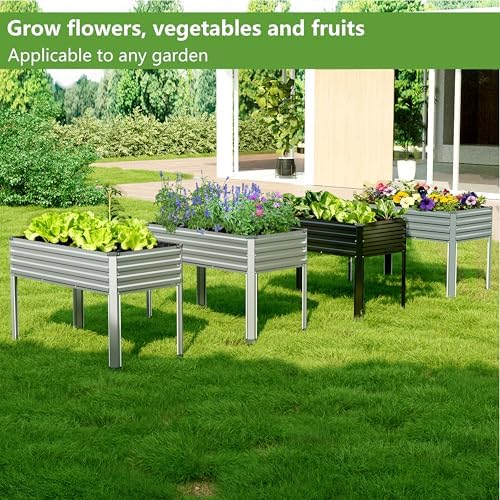 48×24×30in Galvanized Raised Garden Bed,Metal Elevated Planter Box with Legs for Patio,Balcony,Backyard,300lb Capacity,Silver - Image 7