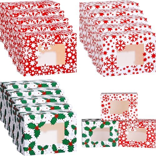 Tenceur 60 Pcs Christmas Cookie Box Window,8.3 x 5.9 x 3.7'',Classic by Tenceur