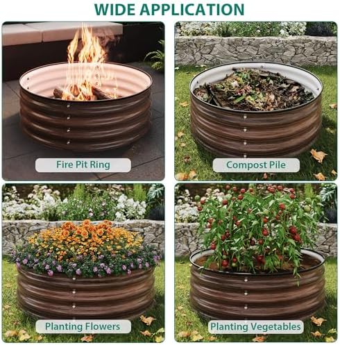 2x2x2ft Round Galvanized Raised Garden Bed – Metal Planter Box Kit with Rust & Corrosion Protection, Safe Rubber Edge, Open Bottom Design – Easy Assembly for Vegetables, Flowers, Fruits - Image 5