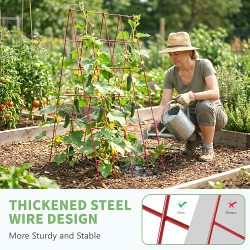 DoCred 39.4" H Cucumber Trellis, 2 Pack Foldable A Frame Garden Trellis - Image 4