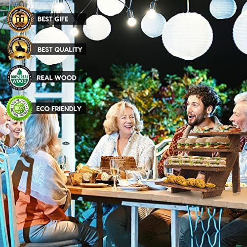 Manspdier Wooden Display Stand Wood Cupcake Stands Rustic Wood Risers - Image 2