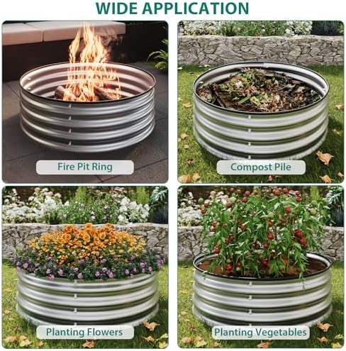 2x2x1.5ft Round Galvanized Raised Garden Bed – Metal Planter Box Kit with Rust & Corrosion Protection, Safe Rubber Edge, Open Bottom Design – Easy Assembly for Vegetables, Flowers, Fruits - Image 5