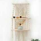 Macrame Wall Hanging Shelf,Boho Woven Tassel Shelves Plant Holder - Image 3