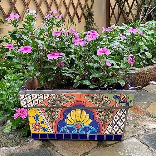 Mexico Mosaic Ceramics Plant Pot Colorful Process Pattern Plant Pot External Planters Landscape Bonsai Villa Garden Decor Outdoor Flower Pot Oversized Gift by Unknown