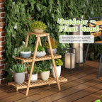 BMOSU Plant Stand Bamboo for Indoor Outdoor Tiered Plant Shelf 8 Potted Flower Holder Ladder Rack Garden Balcony Living Room Patio(3 Tier Natural) - Image 4