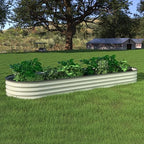 MUPATER 8x2x1 ft Raised Garden Bed Outdoor for Vegetables, 9-in-1 Galvanized Metal Planter Box, 11.1'' H Modular Garden Bed Kit Oval for Herbs and Flowers, Pearl White - Image 2