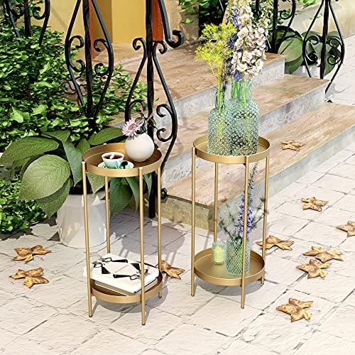 2 Tier Plant Stand Indoor Outdoor - 10.5in Width 24in Tall Flower Pot Rack - Image 4