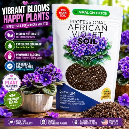 Professional African Violet Soil Mix Large 8.2 Quarts Ready to Use, Premium Potting Soil for African Violet Plants Indoor Flowering Soil, Peat Moss Coco Coir Perlite Dolomite Made in USA - Image 2
