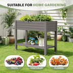 33.7" Tall Raised Garden Bed with Wheels, Divisible Plastic Planter Box with Drainage Gauge & Storage Shelf, Herb Garden Planter for Garden Patio Backyard, Gray (33.7" h) - Image 5