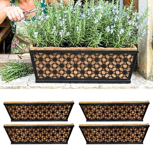 LaLaGreen Wall Planter for Plants (16 in, 4 Pack) Black Fence Window Box by L%C3%A1L%C3%A1Green