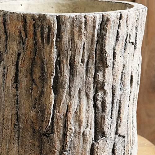 Faux Stakes Planter Sculpture Concrete Planter Tree Root Stump Flower Pot Driftwood Log Post Planter - Indoor Outdoor Cactus Succulent Snake Bamboo Plant Decorative Garden Windowsill - Image 5