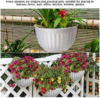 Zubebe 16 Pcs Resin Wall Hanging Planters White Hanging Flower Pots with Drainage Hole Fence Planters for Indoor Outdoor Plant Balcony Railing Decor(8.07 x 6.69 x 4.92'') - Image 5