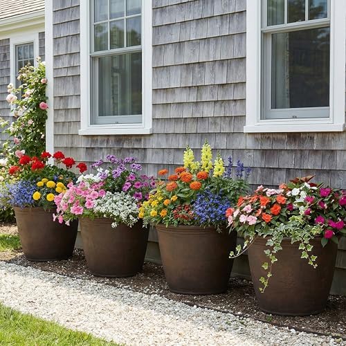 Sunnydaze Anjelica 20'' Large Plastic Planter Pot for Plants, Sable, 2pk - Image 6