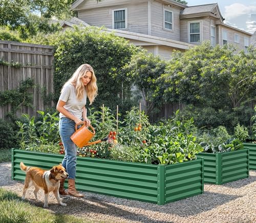 YITAHOME 72x36x18 in Galvanized Raised Garden Bed Kit, Large Metal Planter Box with Gloves & Support Rod, Outdoor Flower Bed for Plants Vegetables, Green - Image 2