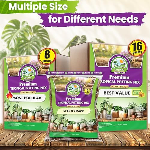 DUSPRO Pre-Mixed 5in1 Tropical Potting Mix, Drainage & Root Airflow, 16QT - Image 6