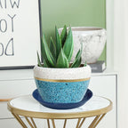Plant Saucer 8 Inch, 2 Pack Large Plant Saucers Ceramic Tray 8 inch (7.3" Inner) for Flower Pot, Classic Sturdy Planter Water Catcher Tray for Plant Base, Blue - Image 4